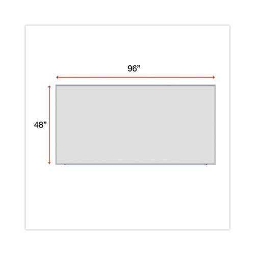 Image of Universal® Deluxe Melamine Dry Erase Board, 96" x 48", White Surface, Anodized Aluminum Frame