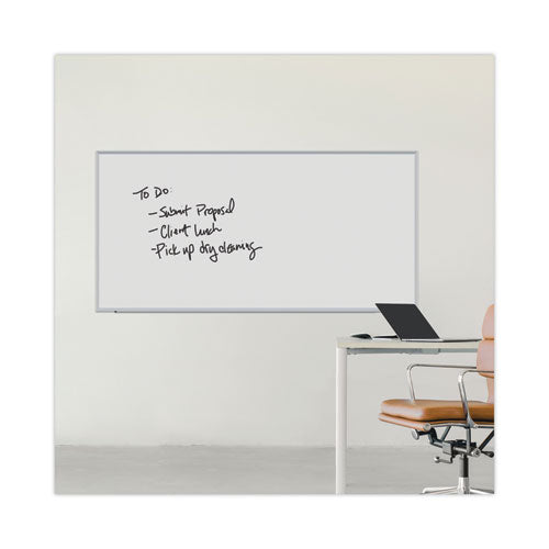 Image of Universal® Deluxe Melamine Dry Erase Board, 96" x 48", White Surface, Anodized Aluminum Frame