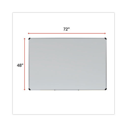 Image of Universal® Magnetic Steel Dry Erase Marker Board, 72" x 48", White Surface, Satin Aluminum Frame