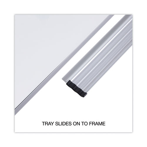 Image of Universal® Combination Dry Erase/Bulletin Board, 24" x 18", Tan/White Surface, Black/Satin Aluminum Frame