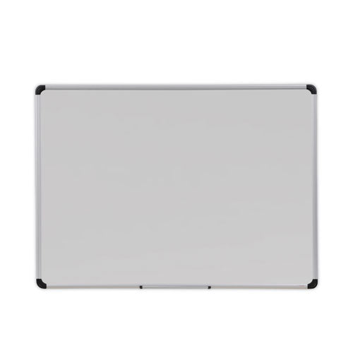 Image of Universal® Deluxe Porcelain Magnetic Dry Erase Board, 48" x 36", White Surface, Silver/Black Aluminum Frame