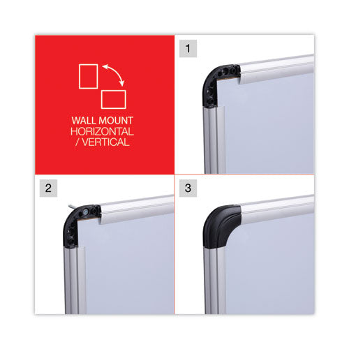 Image of Universal® Deluxe Porcelain Magnetic Dry Erase Board, 48" x 36", White Surface, Silver/Black Aluminum Frame