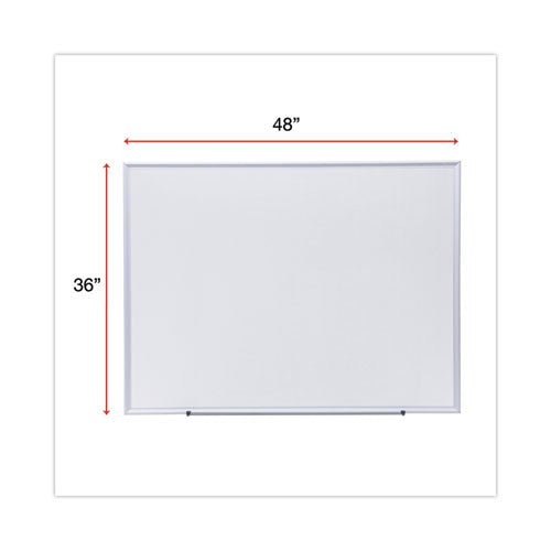 Image of Universal® Deluxe Melamine Dry Erase Board, 48" x 36", White Surface, Satin Aluminum Frame