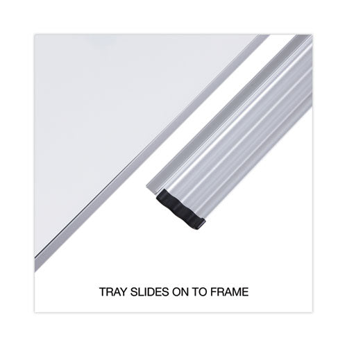 Image of Universal® Deluxe Melamine Dry Erase Board, 48" x 36", White Surface, Satin Aluminum Frame