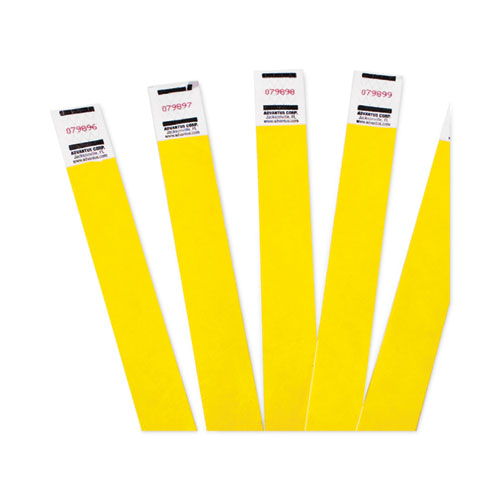 Image of Advantus Crowd Management Wristbands, Sequentially Numbered, 10" x 0.75", Yellow, 100/Pack