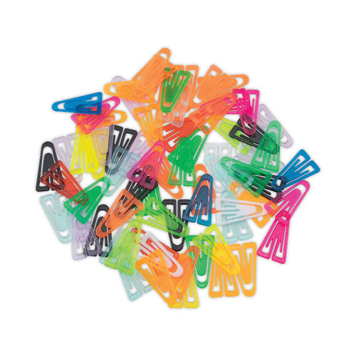 Image of GEM® Plastic Paper Clips, Medium, Smooth, Assorted Colors, 500/Box