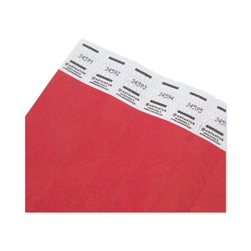 Image of Advantus Crowd Management Wristbands, Sequentially Numbered, 10" x 0.75", Red, 100/Pack