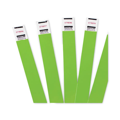 Image of Advantus Crowd Management Wristbands, Sequentially Numbered, 9.75" x 0.75", Neon Green, 500/Pack