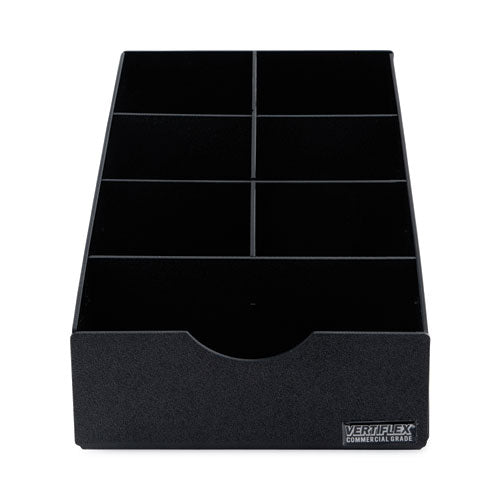 Image of Vertiflex® Commercial Grade Condiment Caddy, 7 Compartments, 8.75 x 16 x 5.25, Black