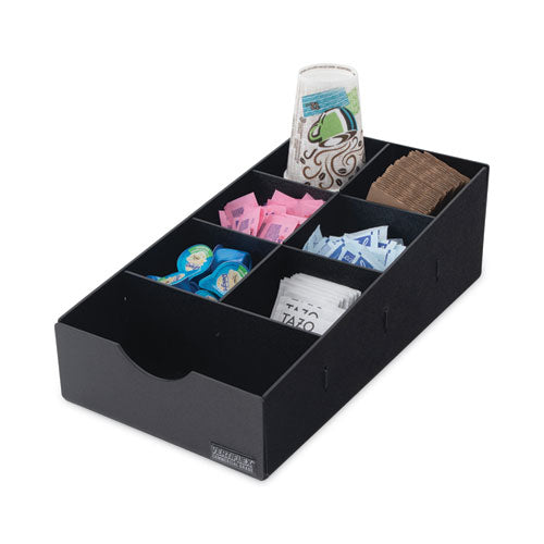 Image of Vertiflex® Commercial Grade Condiment Caddy, 7 Compartments, 8.75 x 16 x 5.25, Black