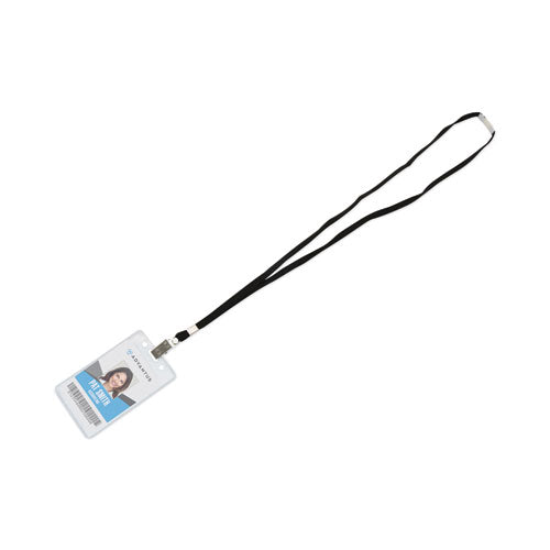 Image of Advantus Deluxe Safety Lanyards, Metal Clip Fastener, 36" Long, Black, 24/Box