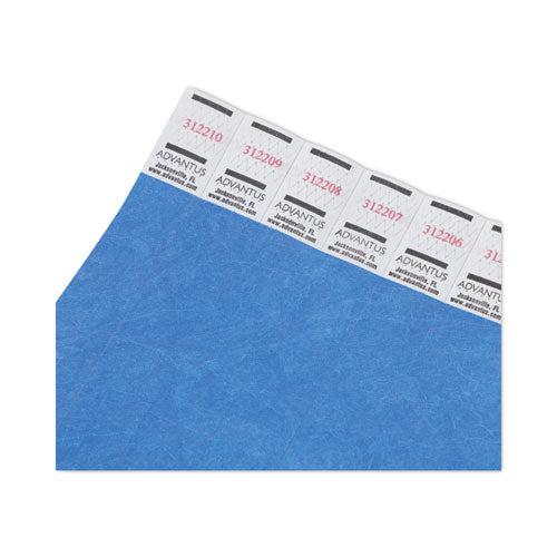 Image of Advantus Crowd Management Wristbands, Sequentially Numbered, 10" x 0.75", Blue, 100/Pack