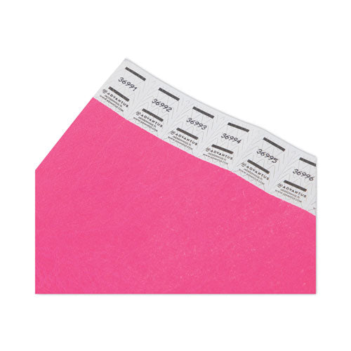 Image of Advantus Crowd Management Wristbands, Sequentially Numbered, 9.75" x 0.75", Neon Pink, 500/Pack