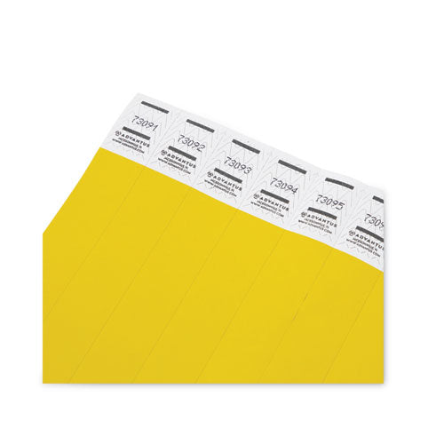 Image of Advantus Crowd Management Wristbands, Sequentially Numbered, 10" x 0.75", Yellow, 100/Pack
