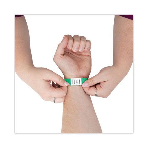 Image of Advantus Crowd Management Wristbands, Sequentially Numbered, 10" x 0.75", Green, 100/Pack