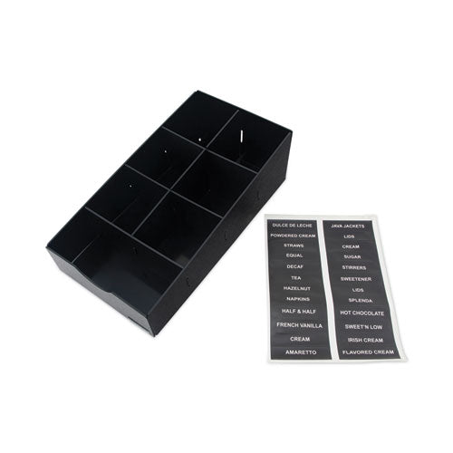 Image of Vertiflex® Commercial Grade Condiment Caddy, 7 Compartments, 8.75 x 16 x 5.25, Black