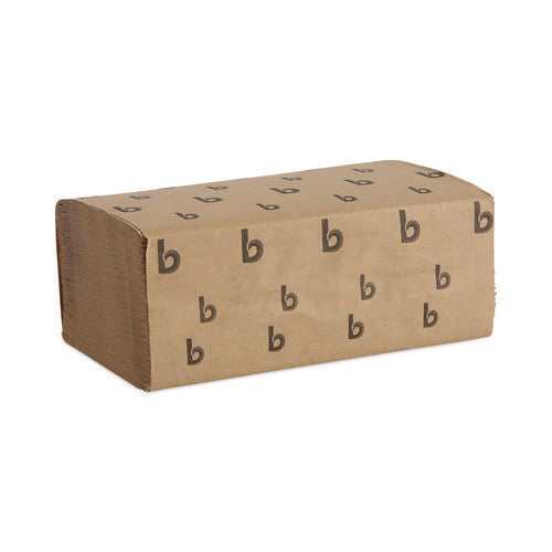 Image of Boardwalk® Singlefold Paper Towels, 1-Ply, 9 x 9.45, Natural, 250/Pack, 16 Packs/Carton