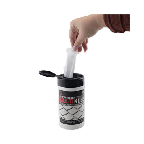 Image of Read Right® Office Equipment MultiKleen Wet Wipes, Cloth, 5.44 x 6.38, 75/Tub