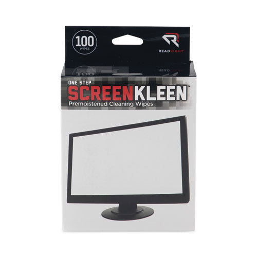 Image of Read Right® OneStep CRT Screen Cleaning Pads, Cloth, 5 x 5, Unscented, White, 100/Box
