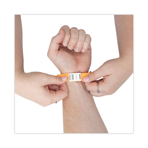 Image of Advantus Crowd Management Wristbands, Sequentially Numbered, 9.75" x 0.75", Neon Orange, 500/Pack