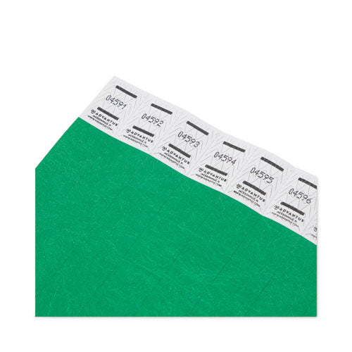 Image of Advantus Crowd Management Wristbands, Sequentially Numbered, 9.75" x 0.75", Green, 500/Pack