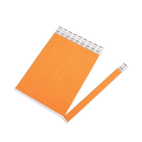 Image of Advantus Crowd Management Wristbands, Sequentially Numbered, 9.75" x 0.75", Neon Orange, 500/Pack