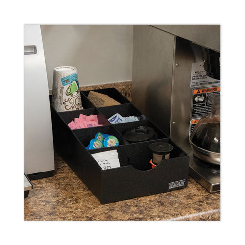 Image of Vertiflex® Commercial Grade Condiment Caddy, 7 Compartments, 8.75 x 16 x 5.25, Black