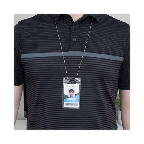Image of Advantus ID Badge Holder Chain, Metal Ball Chain Fastener, 36" Long, Nickel Plated, 100/Box