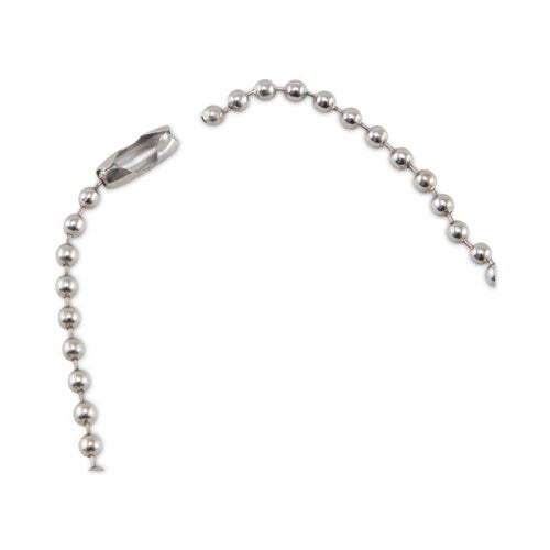 Image of Advantus ID Badge Holder Chain, Metal Ball Chain Fastener, 36" Long, Nickel Plated, 100/Box