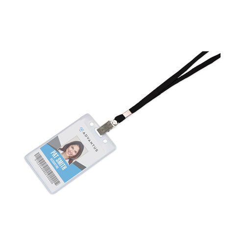 Image of Advantus Deluxe Safety Lanyards, Metal Clip Fastener, 36" Long, Black, 24/Box