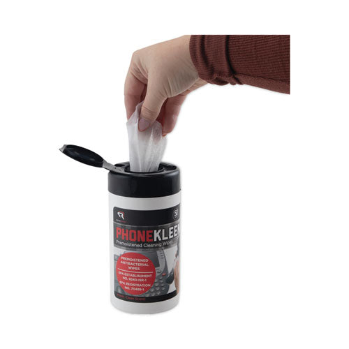 Image of Read Right® PhoneKleen Wet Wipes, Cloth, 5 x 5, 50/Tub