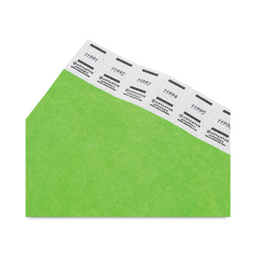 Image of Advantus Crowd Management Wristbands, Sequentially Numbered, 9.75" x 0.75", Neon Green, 500/Pack