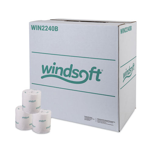 Image of Windsoft® Bath Tissue, Septic Safe, Individually Wrapped Rolls, 2-Ply, White, 500 Sheets/Roll, 96 Rolls/Carton