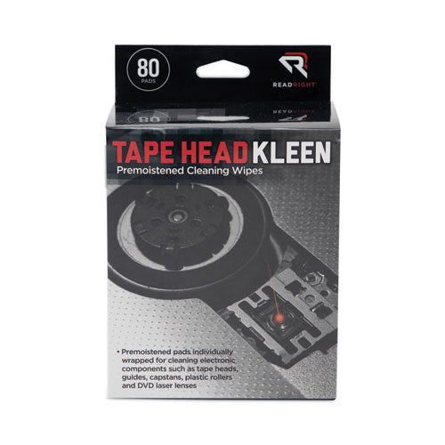 Image of Read Right® Tape Head Kleen Pad, Individually Sealed Pads, 5 X 5, 80/box