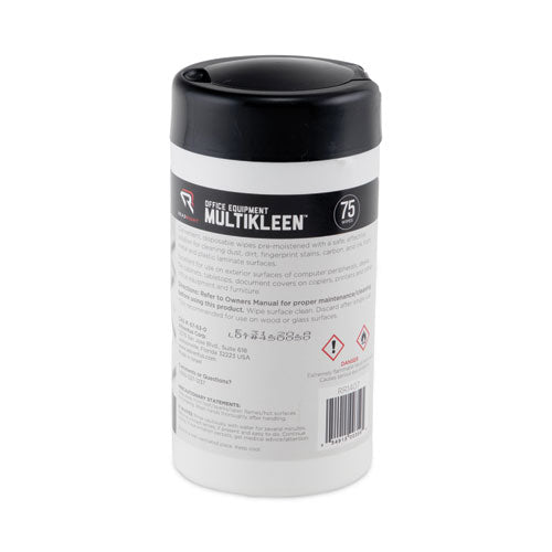 Image of Read Right® Office Equipment MultiKleen Wet Wipes, Cloth, 5.44 x 6.38, 75/Tub