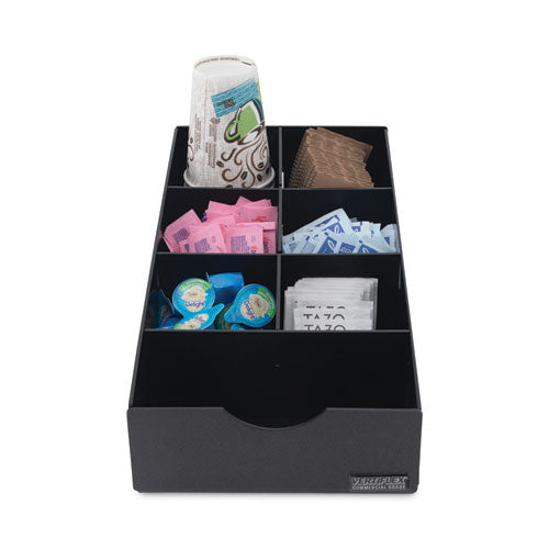 Image of Vertiflex® Commercial Grade Condiment Caddy, 7 Compartments, 8.75 x 16 x 5.25, Black