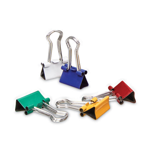 Image of Universal® Binder Clips with Storage Tub, Mini, Assorted Colors, 60/Pack