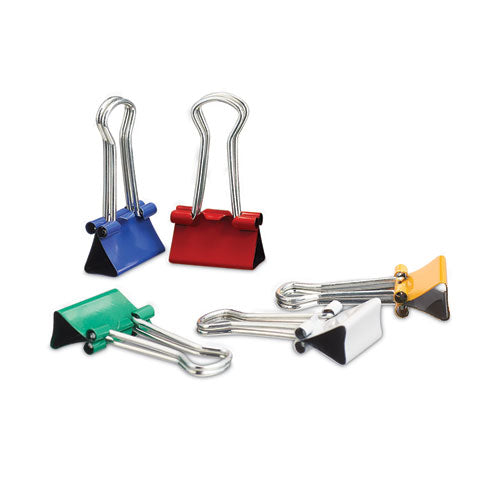 Image of Universal® Binder Clips with Storage Tub, Small, Assorted Colors, 40/Pack