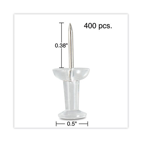 Image of Universal® Clear Push Pins, Plastic, Clear, 0.38", 400/Pack