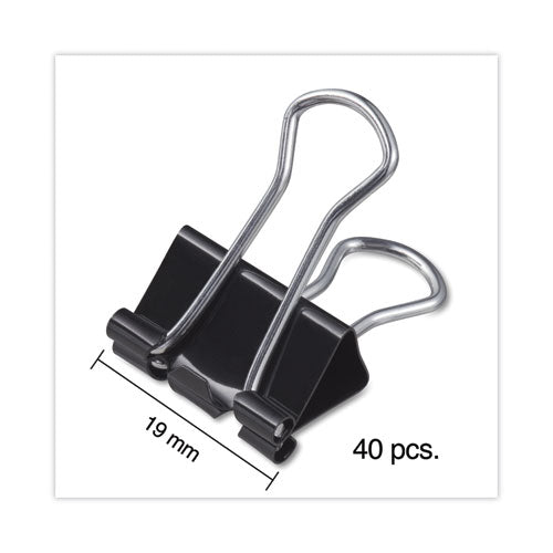 Image of Universal® Binder Clips with Storage Tub, Small, Black/Silver, 40/Pack
