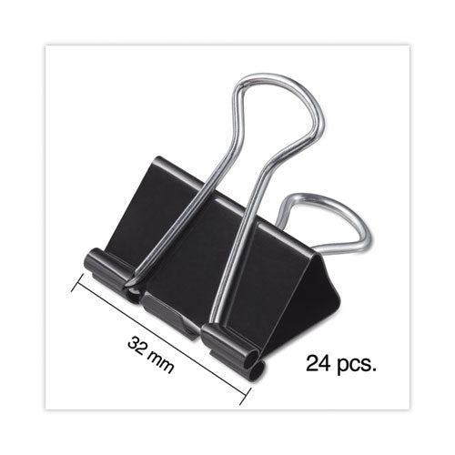 Image of Universal® Binder Clips with Storage Tub, Medium, Black/Silver, 24/Pack