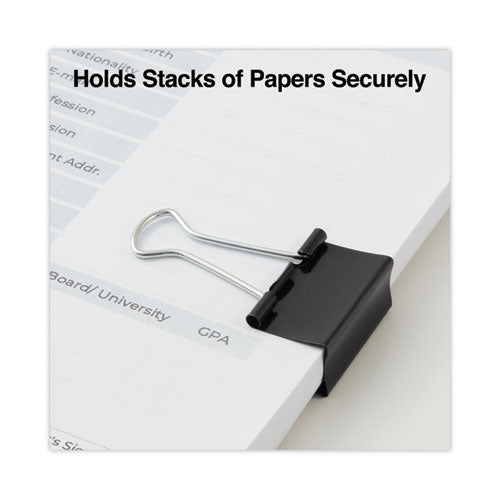 Image of Universal® Binder Clips with Storage Tub, Medium, Black/Silver, 24/Pack