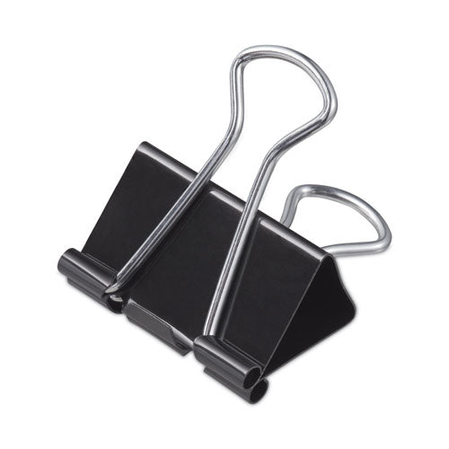 Image of Universal® Binder Clips with Storage Tub, Medium, Black/Silver, 24/Pack