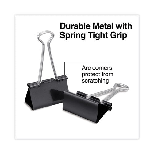 Image of Universal® Binder Clips with Storage Tub, Large, Black/Silver, 12/Pack