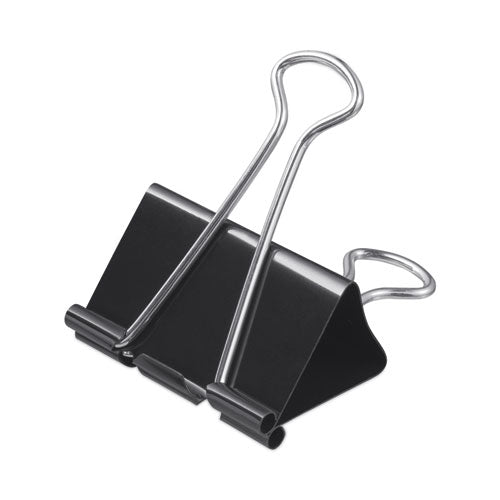 Image of Universal® Binder Clips with Storage Tub, Large, Black/Silver, 12/Pack