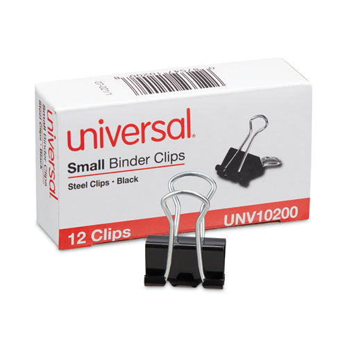Image of Universal® Binder Clips, Small, Black/Silver, 12/Box