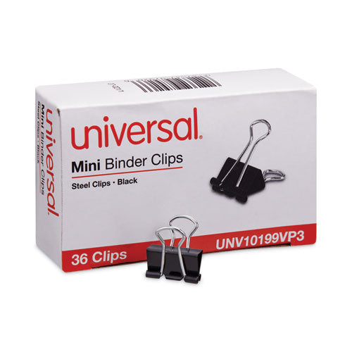 Image of Universal® Binder Clip Value Pack, Mini, Black/Silver, 36/Box