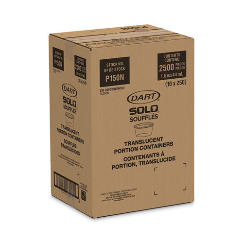 Image of Dart® Polystyrene Portion Cups, 1.5 oz, Plastic, Translucent, 2,500/Carton