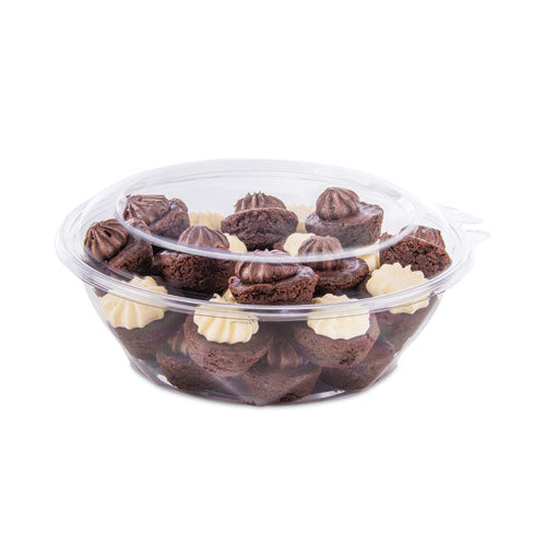 Image of Dart® Tamper-Resistant, Tamper-Evident Bowls with Dome Lid, 48 oz, 8.9" Diameter x 3.4" h, Clear, Plastic, 100/Carton