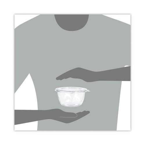 Image of Dart® Tamper-Resistant, Tamper-Evident Bowls with Flat Lid, 16 oz, 5.5" Diameter x 2.7" h, Clear, Plastic, 240/Carton